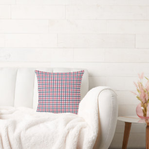 Coussin Rouge blanc bleu plaid