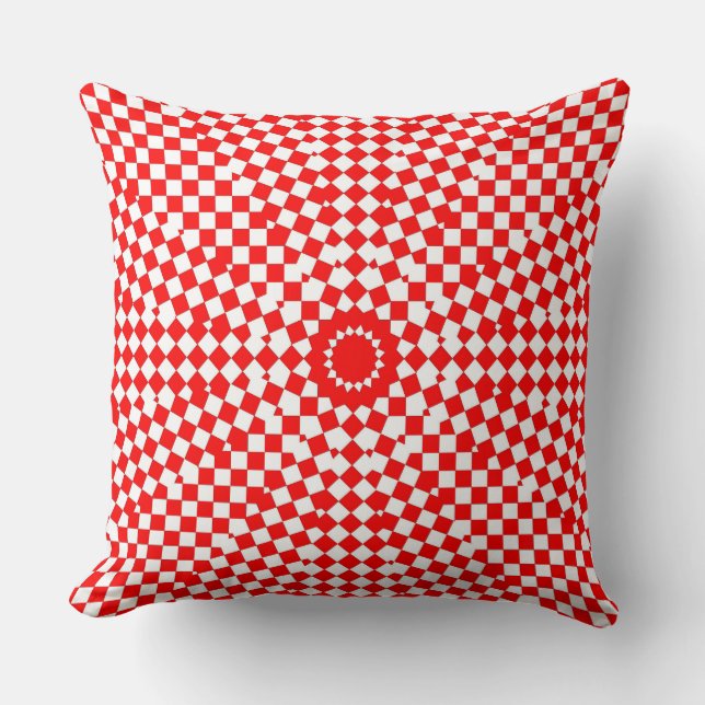 Coussin Rouge blanc chèque moderne Abstrait personnalisé C (Recto)