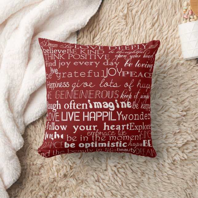 Coussin Rouge Blanc Inspiration Mots Noël (Couverture)
