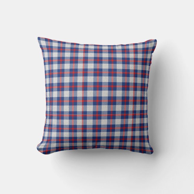 Coussin Rouge bleu blanc tartan plaid à damiers villa de c (Recto)
