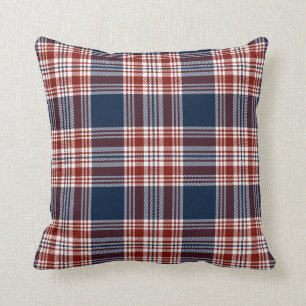 Coussin Rouge bleu Tartan Plaid Motif Rustique 