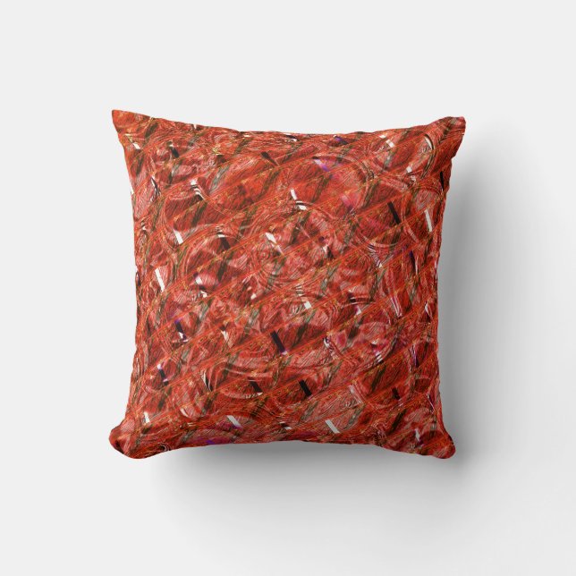 Coussin rouge clair Abstrait avec taches et styles tordus (Recto)
