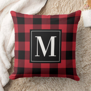 Coussin Rouge Classique Plaid Bison Monogramme Noël