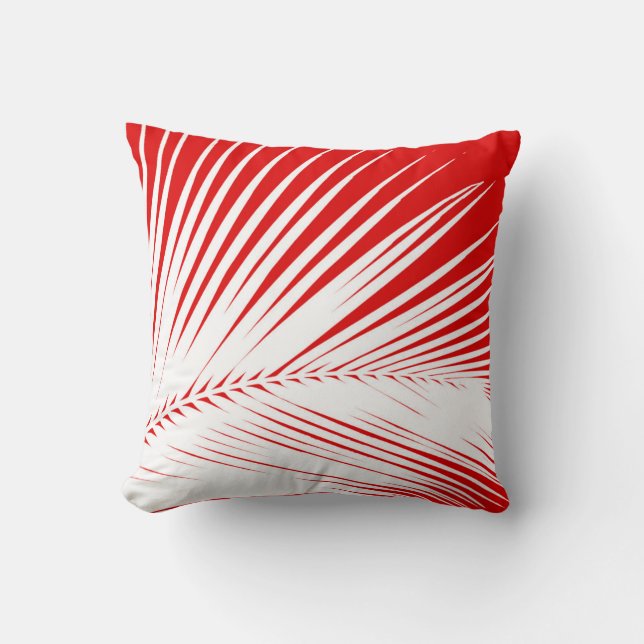 Coussin Rouge de corail blanc et foncé de palmette - (Recto)