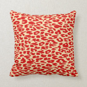 Coussin Rouge de la peau Empreinte de léopard