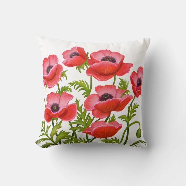 Coussin rouge de MoJo d'Américain de fleurs de (Recto)