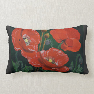 Coussin rouge de pavots