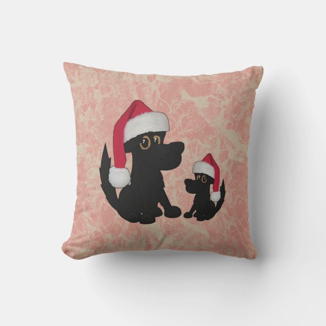 Coussin rouge de Père Noël Mojo de chiens de Noël (Recto)