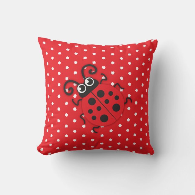 Coussin rouge de point de polka de nom de (Recto)