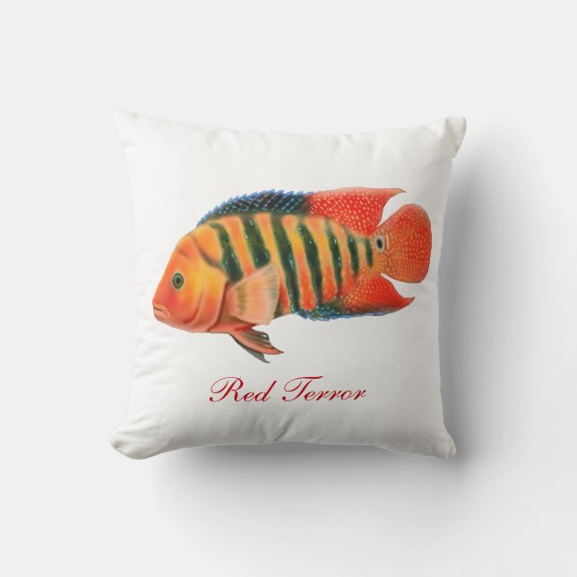 Coussin rouge de poissons de Cichlid de terreur (Recto)
