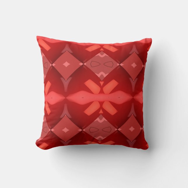 Coussin rouge écarlate motif géométrique (Recto)