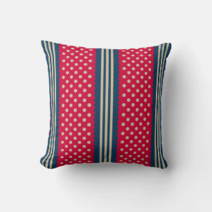 Coussin Rouge et beige Pois Marine Bleu  Motif