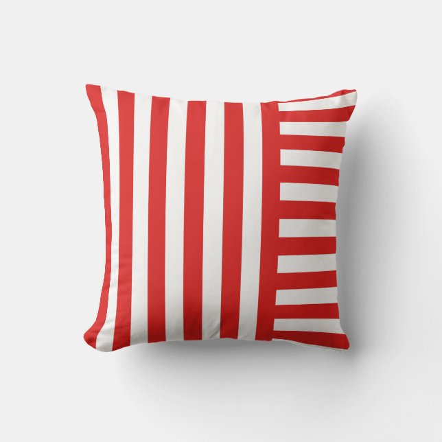 Coussin rouge et blanc de Noël de rayure (Recto)