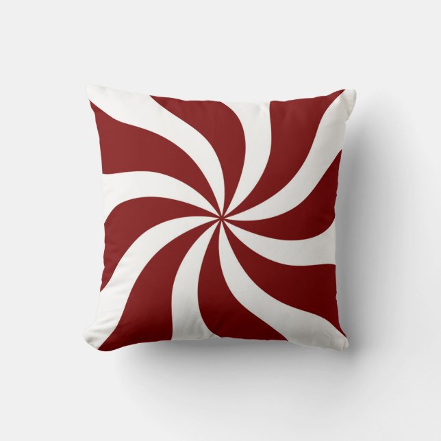 Coussin Rouge et blanc de remous de sucrerie de menthe (Recto)