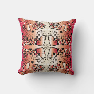 Coussin Rouge et blanc Whimsical Romantic Hearts motif