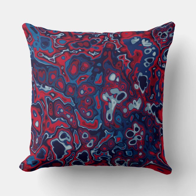 Coussin Rouge et bleu abstrait (Recto)