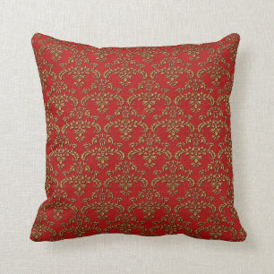 Coussin Rouge et damassé d'or