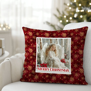 Coussin Rouge et or radieux Ange Noël Vintage