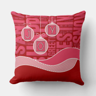 Coussin Rouge et rose avec Monogramme et Joie