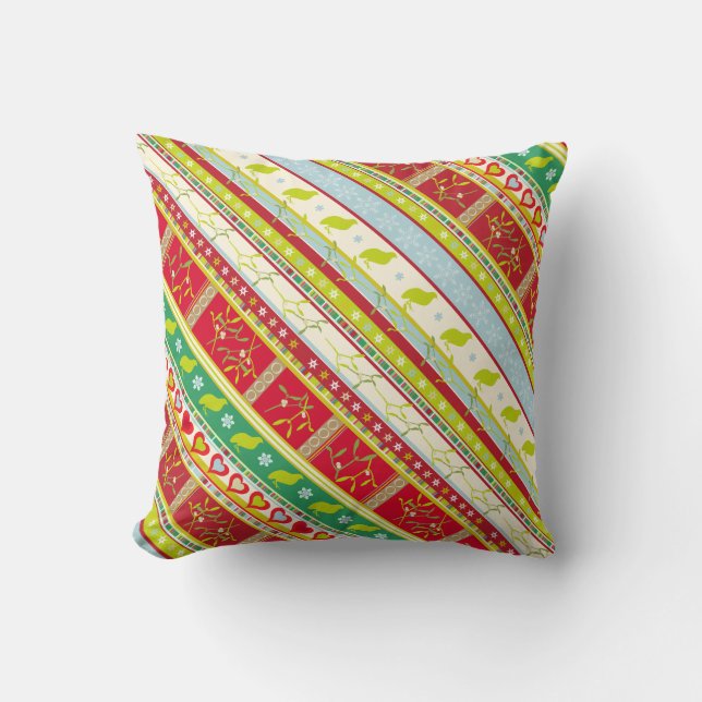 Coussin rouge et vert à motifs de Noël (Recto)