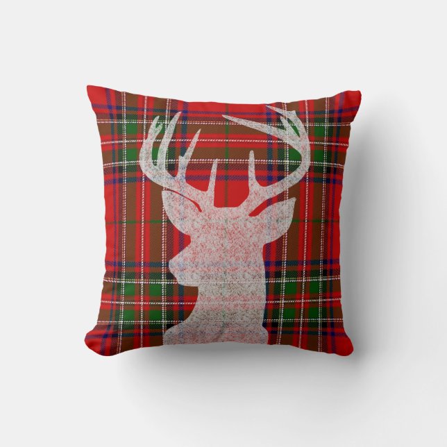 Coussin rouge et vert de Noël de plaid (Recto)