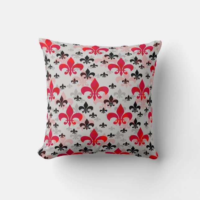 Coussin Rouge Fleur De Lis Surface Motif Design (Recto)