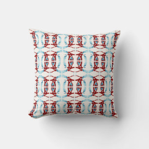 Coussin Rouge foncé Bleu clair blanc cassé Mosaïques en pe
