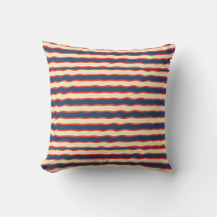 Coussin Rouge foncé Bleu Crème Ondulé