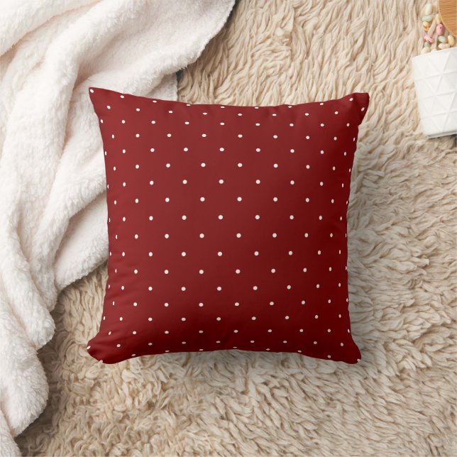 Coussin Rouge foncé profond et Pois blancs minuscules (Couverture)