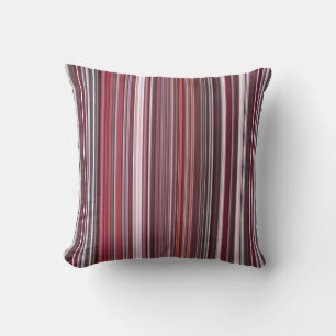 Coussin Rouge Framboise Sauvage, Rose et Bourgogne Rayé