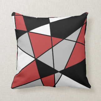 Coussin Rouge gris noir et blanc Motif géométrique moderne