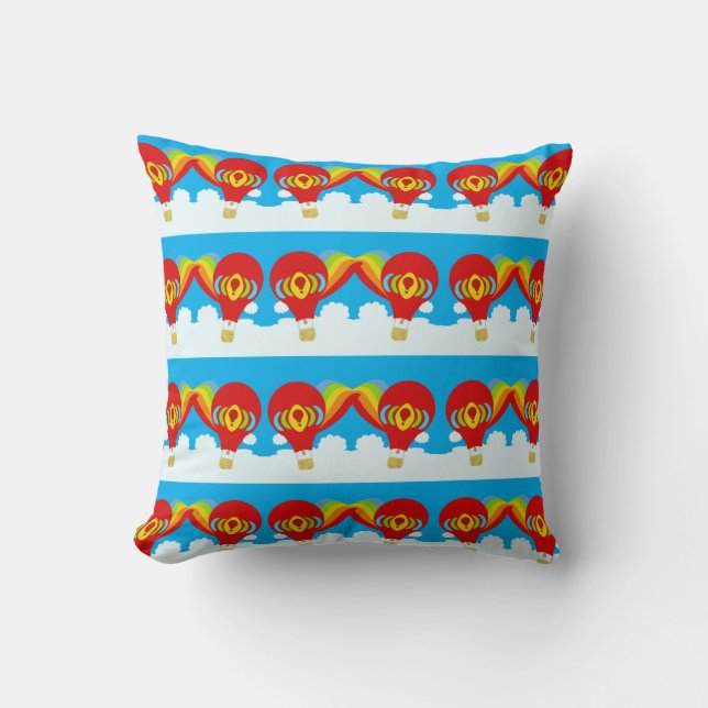 Coussin Rouge Hot Air Balloons mignon Motif de dessin (Recto)