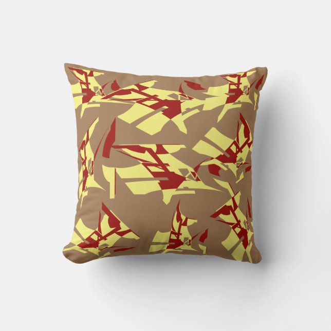 Coussin Rouge jaune Abstrait Floral Art moderne Imprimer s (Recto)