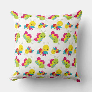 COUSSIN ROUGE JAUNE VERT BLEU BÉBÉS INSECTES