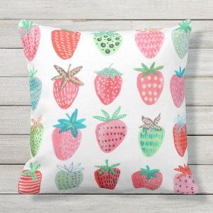 Coussin Rouge motif fraise Été