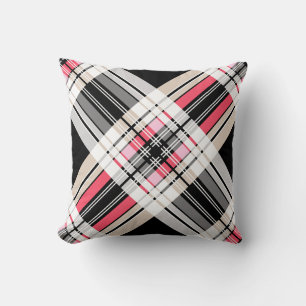 Coussin Rouge noir blanc plaid