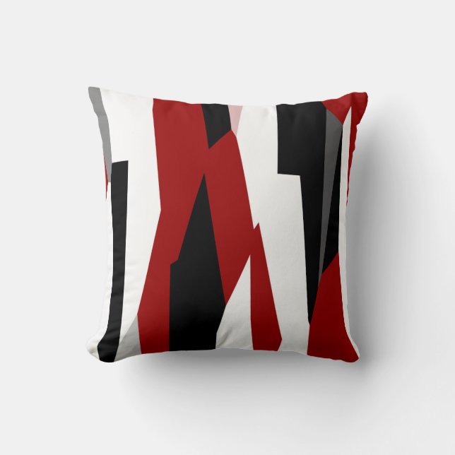 Coussin Rouge noir et blanc abstrait  (Recto)