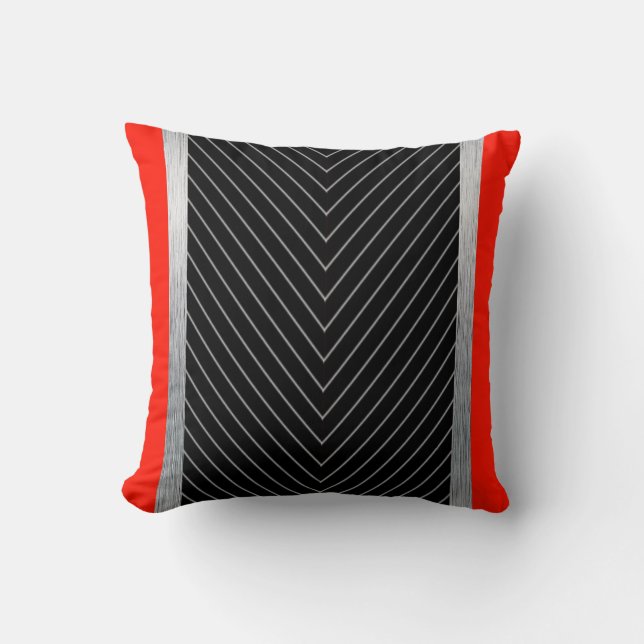 Coussin Rouge, noir, gris et blanc (Recto)