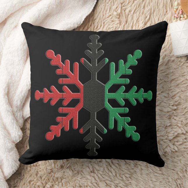 Coussin Rouge noir vert rayé Flocon de neige Kwanzaa (Couverture)