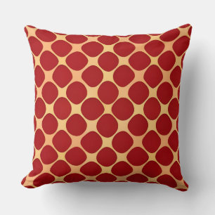 Coussin Rouge Or Diamant Géométrique Riche Décor Classique