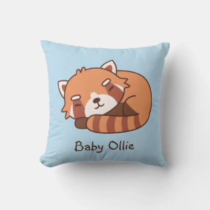 Coussin Rouge Panda Bébé Décor Poussette Jeter P