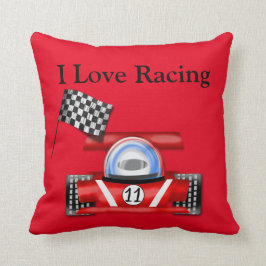 Coussin Rouge "que j'aime emballer" la voiture et le