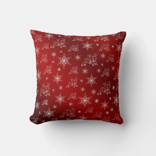 Coussin rouge, rennes, étoile, étoiles, flocon de neige, n