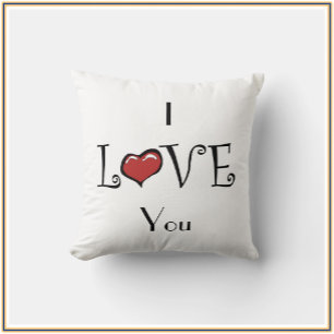 Coussin Rouge romantique et blanc Je t'aime