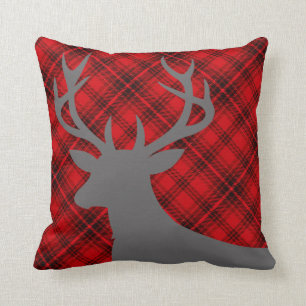 Coussin Rouge rustique de la silhouette   de tête de cerf