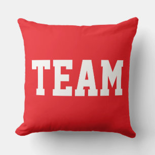 Coussin Rouge Sportif Clair Amusant Athlétique Équipe Text