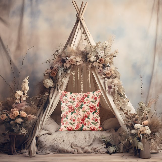 Coussin Rouge sur Hibiscus rose Floral (Créateur téléchargé)