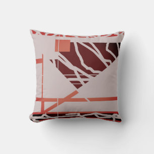 Coussin Rouge Terracotta Brun Gris Chaud Dessin Artistique