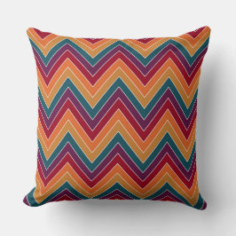 COUSSIN ROUGE TURQUOISE ORANGE JAUNE ZIG ZAG LIGNES