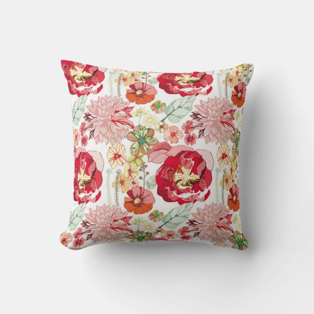Coussin Rouges florales (Recto)